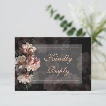 Tarjeta de respuesta de boda elegante de oro rosa 