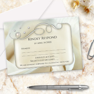 Tarjeta de respuesta de boda elegante de plata per