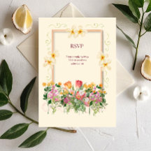 Tarjeta de respuesta de boda elegante flor silvest