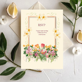 Tarjeta de respuesta de boda elegante flor silvest