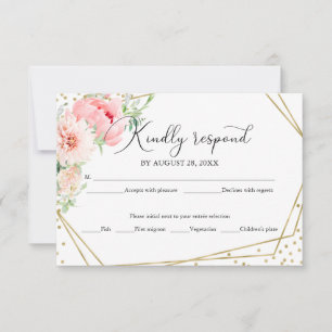 Tarjeta de respuesta de boda elegante floral geomé