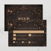Tarjeta de respuesta de boda elegante gótica de Ha