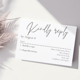 Tarjeta de respuesta de boda elegante moderna gris