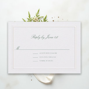 Tarjeta de respuesta de boda elegante perla verde 