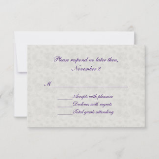 Tarjeta de respuesta de boda elegante púrpura