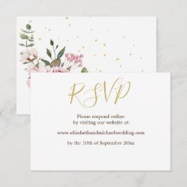 Tarjeta de respuesta de boda elegante rosa floral