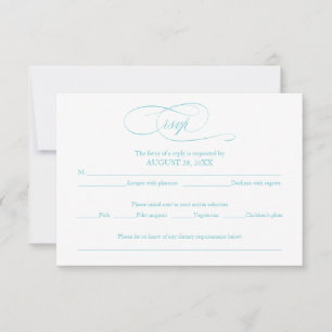 Tarjeta de respuesta de boda elegante simple azul