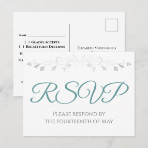 Tarjeta de respuesta de boda elegante simple en bl