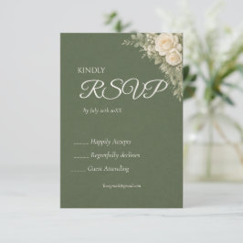 Tarjeta de respuesta de boda elegante verde salvia