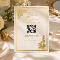 Tarjeta de respuesta de boda elegante vintage borg