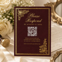 Tarjeta de respuesta de boda elegante vintage borg