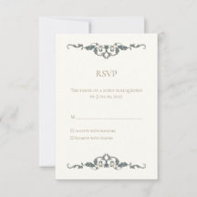 Tarjeta de respuesta de boda elegante y ornamentad