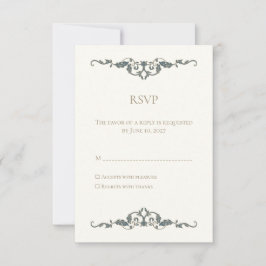 Tarjeta de respuesta de boda elegante y ornamentad