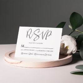 Tarjeta de respuesta de boda en blanco y negro con
