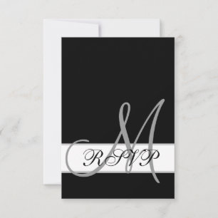 Tarjeta de respuesta de boda en blanco y negro con