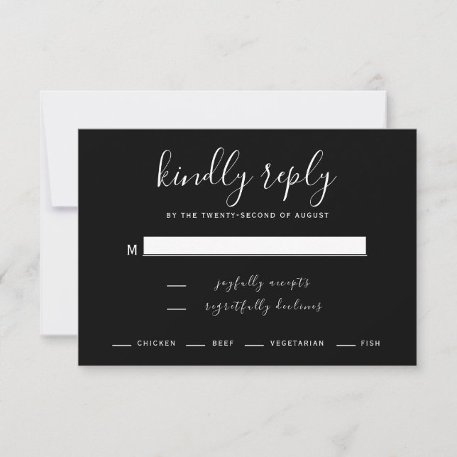 Tarjeta de Respuesta de Boda en Blanco y Negro Mod (Anverso)