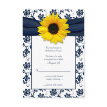 Tarjeta de respuesta de boda en damasco floral azu