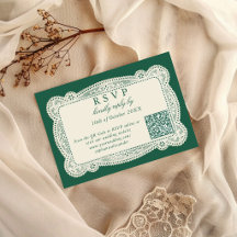 Tarjeta de respuesta de boda en encaje vintage esm