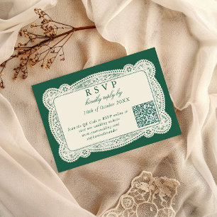 Tarjeta de respuesta de boda en encaje vintage esm