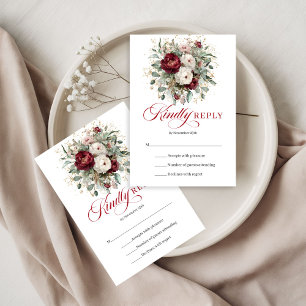 Tarjeta de respuesta de boda en flores de color bu