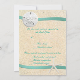 Tarjeta de respuesta de boda en la playa de dólar 