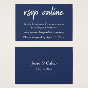 Tarjeta de respuesta de boda en línea Inserte Navy