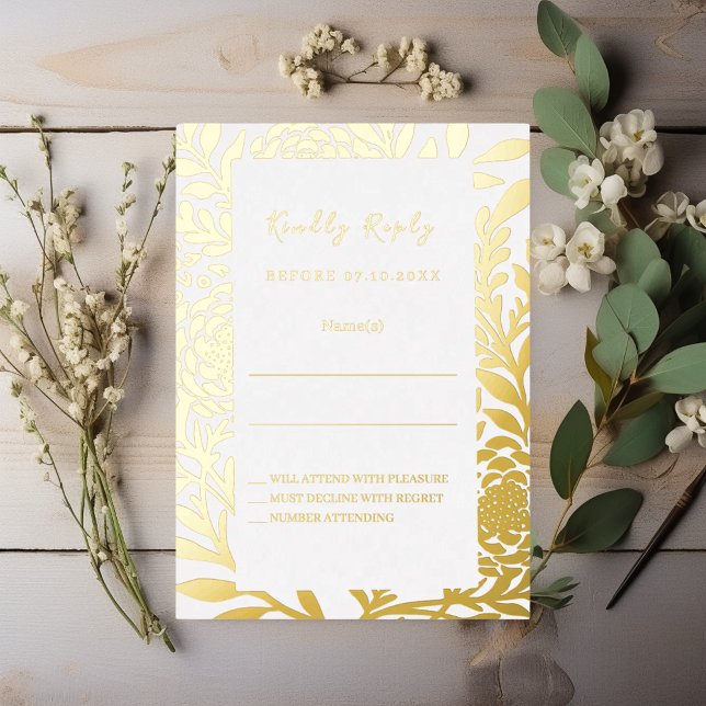 Tarjeta de respuesta de boda en oro blanco (Subido por el creador)