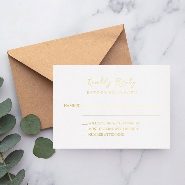 Tarjeta de respuesta de boda en oro blanco (Subido por el creador)