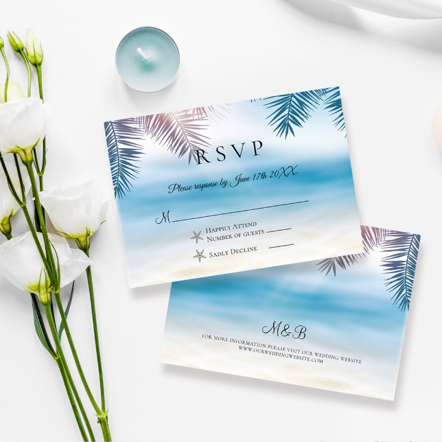 Tarjeta de Respuesta de Boda en Playa Tropical con (Subido por el creador)