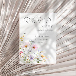 Tarjeta de respuesta de boda en prado de flores si