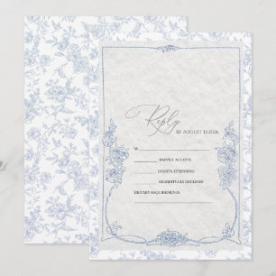 Tarjeta de respuesta de boda en toile floral fran