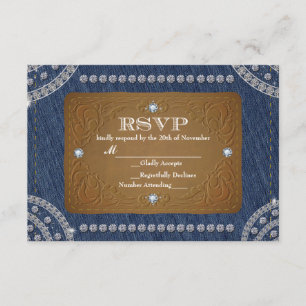 Tarjeta de respuesta de boda Etiqueta de jeans Den