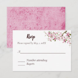 Tarjeta de respuesta de boda Flor de cerezo japone