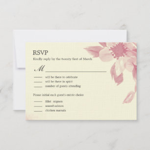 Tarjeta de respuesta de boda floral acuarela