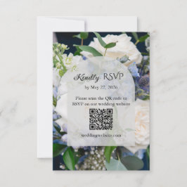 Tarjeta de respuesta de boda floral azul