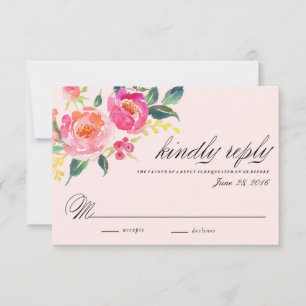 tarjeta de respuesta de boda floral bohemio