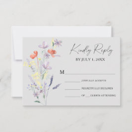 Tarjeta de respuesta de boda floral boho