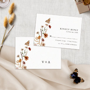 Tarjeta de respuesta de boda floral boho