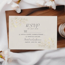 Tarjeta de respuesta de boda floral boho dorada