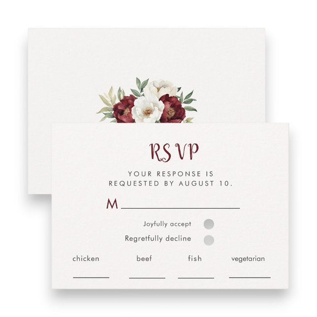 Tarjeta de respuesta de boda floral borgoña rústic (Subido por el creador)