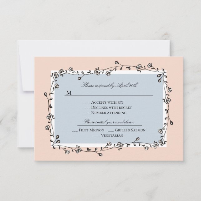 Tarjeta de respuesta de Boda floral clásico/RSVP (Anverso)