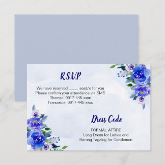 Tarjeta de respuesta de boda floral con acuarela a