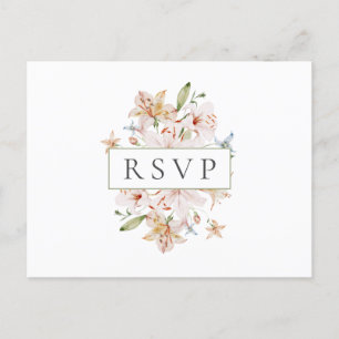 Tarjeta de respuesta de boda floral con acuarela b