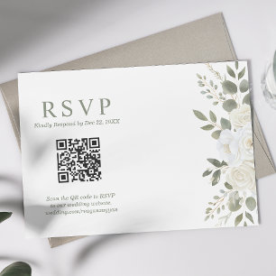 Tarjeta de Respuesta de Boda Floral con Código QR