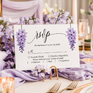 Tarjeta de respuesta de boda floral con guión de g