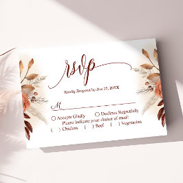 Tarjeta de Respuesta de Boda Floral con Hierba de 