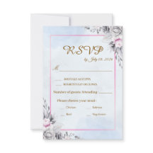 Tarjeta de respuesta de boda floral con rubor romá