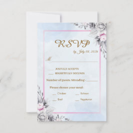 Tarjeta de respuesta de boda floral con rubor romá