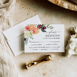 Tarjeta de respuesta de boda floral con toque de B