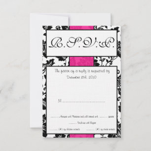 Tarjeta de respuesta de boda floral damasco negro/
